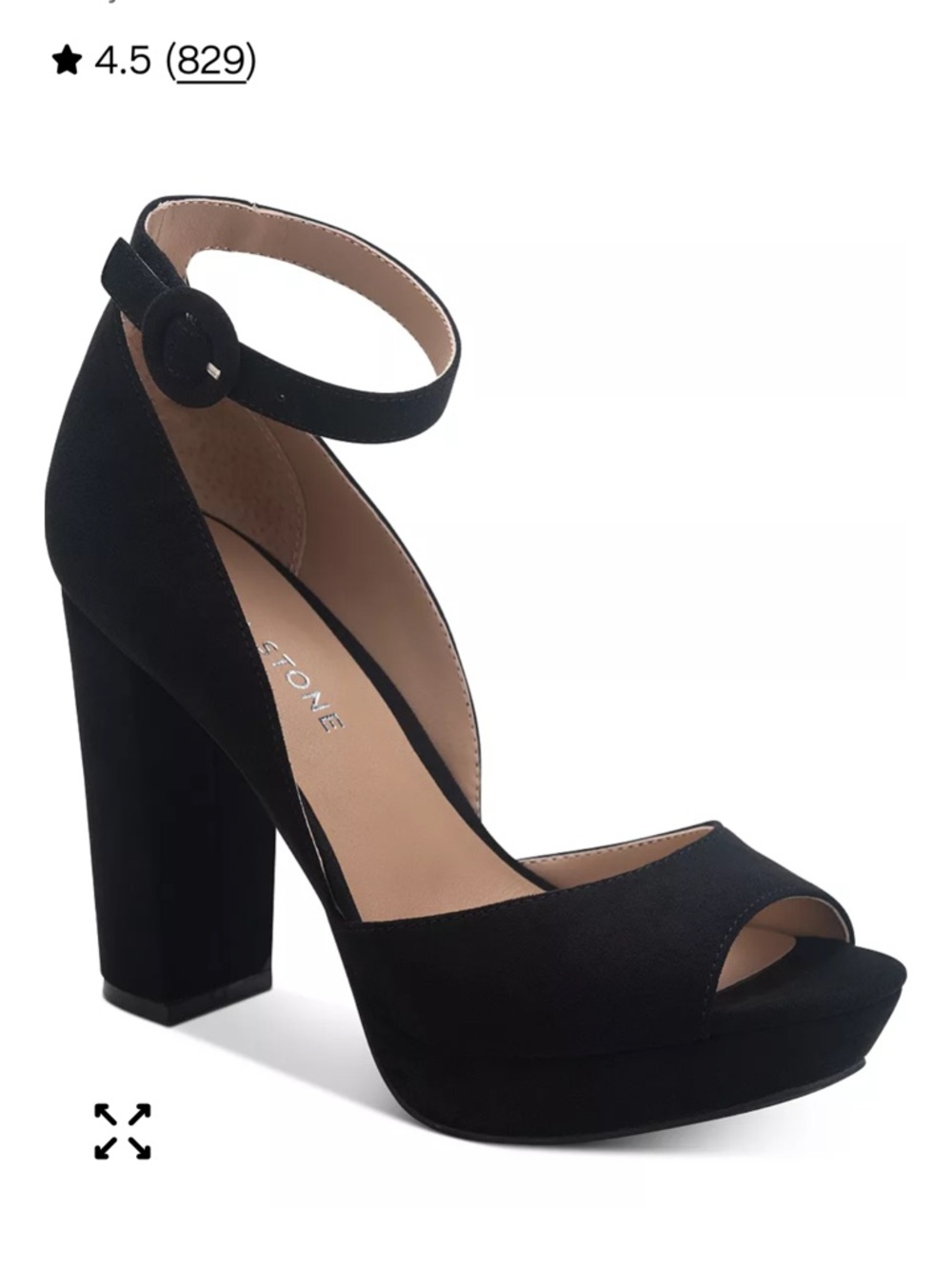 Women's Black Suede Ankle-Strap Platform Heel